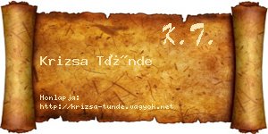 Krizsa Tünde névjegykártya